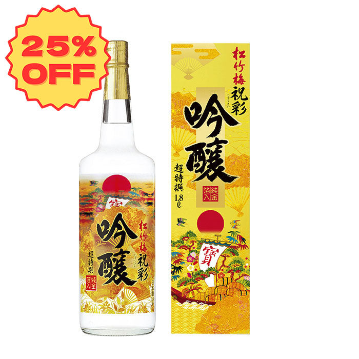 Shochikubai Chotokusen Shukusai Gold Leaf Gingo 1.8L bottle