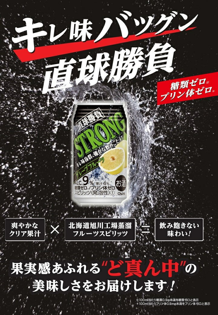 チューハイ 直球勝負ストロンググレープフルーツ 糖質ゼロ 350ml 24本 1ケース 合同酒精