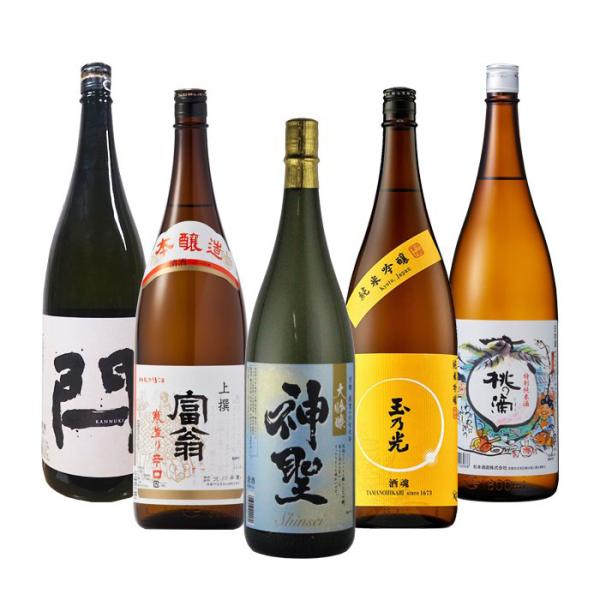 逸品！京都地酒 飲み比べセット 東山 富翁 神聖 酒魂 桃の滴 日本酒 1800ml 1.8L 5本