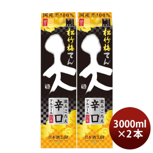 日本酒松竹梅天飲みごたえ辛口パック3000ml3L2本宝清酒既発売