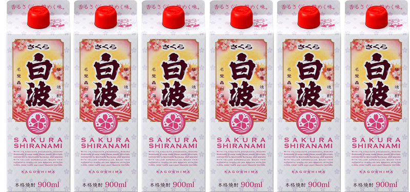 [1CS] 25% Imo Shochu Sakura Sciranami slim pack 900ml ×6 packs