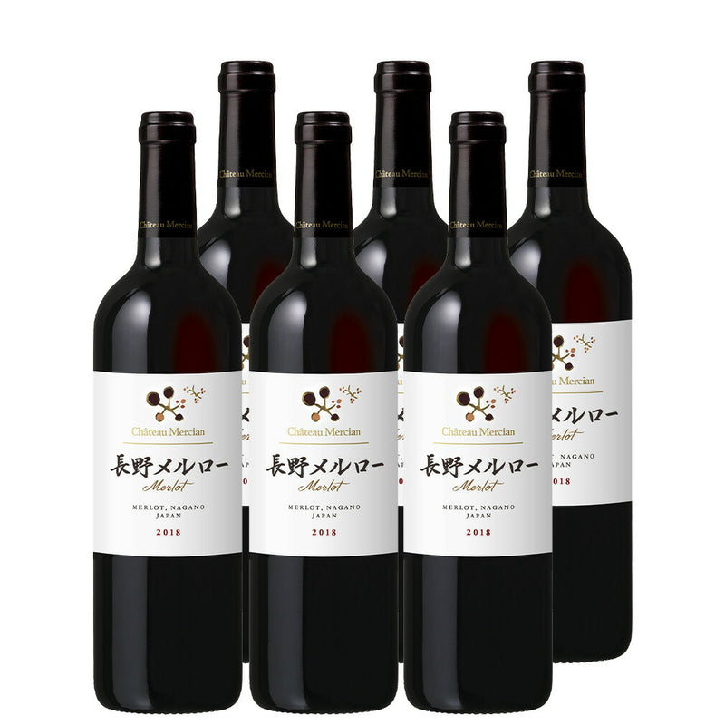 Chateau Mercian Nagano Merlot 750ml, 6 Bottles, Red Wine, Nagano Prefecture, Japanese Wine, Domestic Wine"