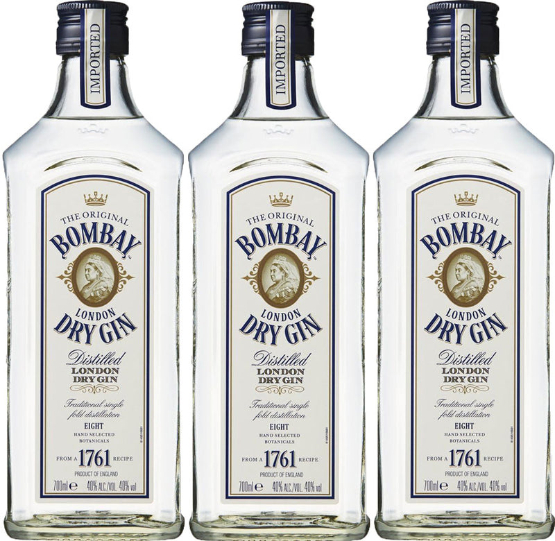 BOMBAY LONDON DRY GIN 40%ALC 700ml 3bottles