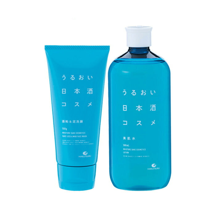 Hakutsuru. Uruoi Sake Cosmetics. Set of 1 each of 2 items in Basic Skincare Set [Clay Cleansing Foam with Sake Lees & Beautiful Skin Toner]